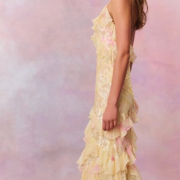 Authentic New with Tags LoveShackFancy Yellow Melon Rialto Floral Prom Dress - Picture 6 of 11